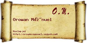 Orowan Mánuel névjegykártya